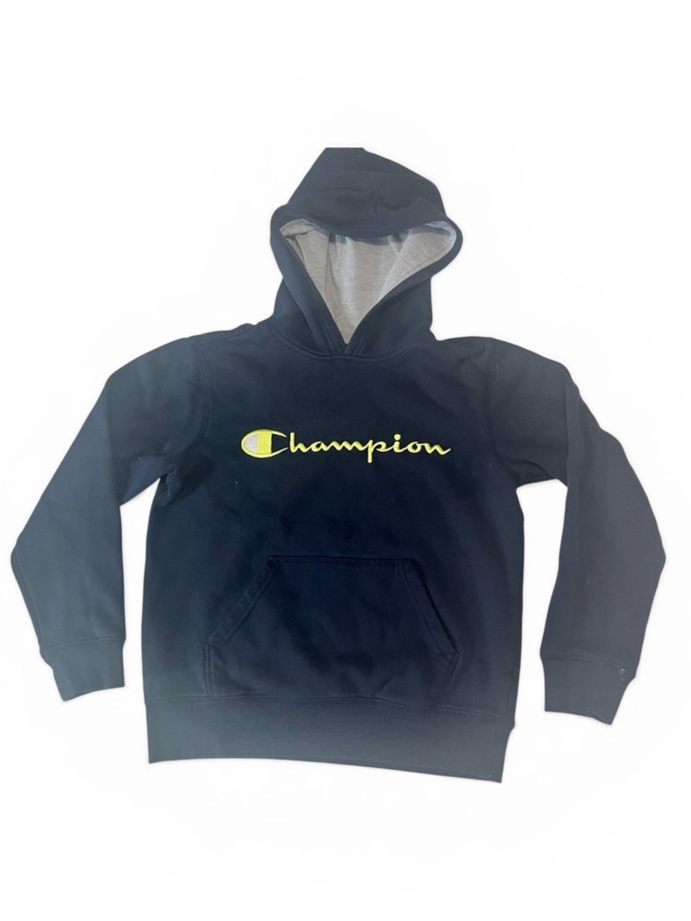 Champion Navy Hoodie with Yellow Logo